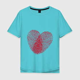 Мужская футболка хлопок Oversize с принтом Отпечаток на сердце  в Курске, 100% хлопок | свободный крой, круглый ворот, “спинка” длиннее передней части | клятва | кровь | отпечатки пальцев | отпечаток | отпечаток на сердце | сердце | узор