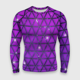 Мужской рашгард 3D с принтом Фиолетовые треугольники в Курске,  |  | Тематика изображения на принте: purple | абстракция | звезды | космос | треугольник