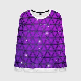 Мужской свитшот 3D с принтом Фиолетовые треугольники в Курске, 100% полиэстер с мягким внутренним слоем | круглый вырез горловины, мягкая резинка на манжетах и поясе, свободная посадка по фигуре | Тематика изображения на принте: purple | абстракция | звезды | космос | треугольник