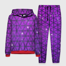 Мужской костюм 3D (с толстовкой) с принтом Фиолетовые треугольники в Курске,  |  | Тематика изображения на принте: purple | абстракция | звезды | космос | треугольник