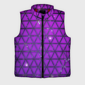 Мужской жилет утепленный 3D с принтом Фиолетовые треугольники ,  |  | purple | абстракция | звезды | космос | треугольник