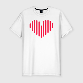Мужская футболка хлопок Slim с принтом Минималистичное сердце в Санкт-Петербурге, 92% хлопок, 8% лайкра | приталенный силуэт, круглый вырез ворота, длина до линии бедра, короткий рукав | векторная иллюстрация | красное | люблю | любовь | минимализм | минималистичное | рисунок | розовое | сердечко | сердце | современный дизайн | техно