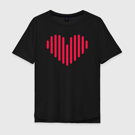 Мужская футболка хлопок Oversize с принтом Минималистичное сердце в Белгороде, 100% хлопок | свободный крой, круглый ворот, “спинка” длиннее передней части | Тематика изображения на принте: векторная иллюстрация | красное | люблю | любовь | минимализм | минималистичное | рисунок | розовое | сердечко | сердце | современный дизайн | техно