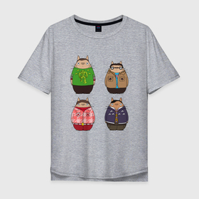 Мужская футболка хлопок Oversize с принтом Big Bang Totoro в Екатеринбурге, 100% хлопок | свободный крой, круглый ворот, “спинка” длиннее передней части | Тематика изображения на принте: big bang theory | ghibli | japan | nature | neigbor | neighbour | totoro | анимация | аниме | гибли | друг | животные | лес | милый | миядзаки | мой сосед тоторо | мульт | мультфильм | природа | сосед | теория большого взрыва | тоторо