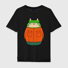 Мужская футболка хлопок Oversize с принтом Totoro Kyle в Курске, 100% хлопок | свободный крой, круглый ворот, “спинка” длиннее передней части | ghibli | japan | nature | neigbor | neighbour | totoro | анимация | аниме | гибли | друг | животные | лес | милый | мир | миядзаки | мой сосед тоторо | мульт | мультфильм | природа | сосед | тоторо | хаяо | хранитель | япония