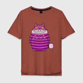 Мужская футболка хлопок Oversize с принтом Totoro Cat , 100% хлопок | свободный крой, круглый ворот, “спинка” длиннее передней части | cat | ghibli | japan | nature | neigbor | neighbour | totoro | анимация | аниме | гибли | друг | животные | кот | кошка | лес | милый | мир | миядзаки | мой сосед тоторо | мульт | мультфильм | природа | сосед | тоторо | хаяо
