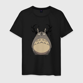 Мужская футболка хлопок с принтом Totoro Deer , 100% хлопок | прямой крой, круглый вырез горловины, длина до линии бедер, слегка спущенное плечо. | deer | ghibli | japan | nature | neigbor | neighbour | totoro | анимация | аниме | гибли | друг | животные | лес | милый | мир | миядзаки | мой сосед тоторо | мульт | мультфильм | олень | природа | сосед | тоторо | хаяо | хранитель