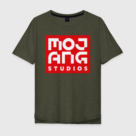 Мужская футболка хлопок Oversize с принтом Mojang Studios в Новосибирске, 100% хлопок | свободный крой, круглый ворот, “спинка” длиннее передней части | gamers | games | microsoft | minecraft | mojang | xbox | иллюстрация | логотип