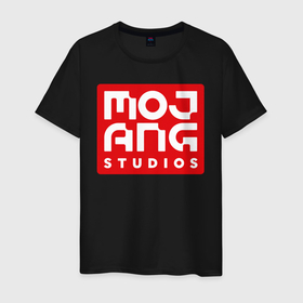 Мужская футболка хлопок с принтом Mojang Studios в Петрозаводске, 100% хлопок | прямой крой, круглый вырез горловины, длина до линии бедер, слегка спущенное плечо. | gamers | games | microsoft | minecraft | mojang | xbox | иллюстрация | логотип