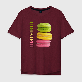 Мужская футболка хлопок Oversize с принтом Macaron в Курске, 100% хлопок | свободный крой, круглый ворот, “спинка” длиннее передней части | вкус | лакомство | пирожное | сладость | цвет