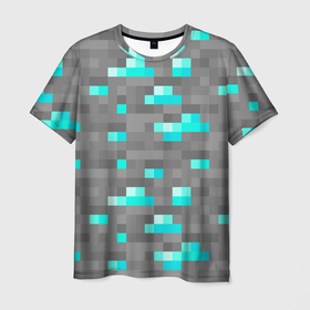 Мужская футболка 3D с принтом Алмазы в Санкт-Петербурге, 100% полиэфир | прямой крой, круглый вырез горловины, длина до линии бедер | maincraft | minecraft | алмазная руда | алмазы | майн | майнкрафт | руда | текстура