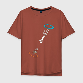 Мужская футболка хлопок Oversize с принтом Портал в Екатеринбурге, 100% хлопок | свободный крой, круглый ворот, “спинка” длиннее передней части | пирожное | портал | прыжок | скорость | телепортация