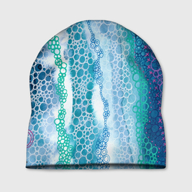 Шапка 3D с принтом Водопад красочной пены , 100% полиэстер | универсальный размер, печать по всей поверхности изделия | абстракция | акварель | вода | водопад | водопад красочной пены | круги | кругляшки | пена | пузыри | пузырь | узор