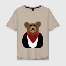Мужская футболка хлопок Oversize с принтом МИШКА С ИГОЛЬЧАТОЙ ШЕРСТЬЮ в Санкт-Петербурге, 100% хлопок | свободный крой, круглый ворот, “спинка” длиннее передней части | bear | teddy | toy | медвед | мягкая | плюшевый