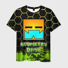 Мужская футболка 3D с принтом Geometry Dash (Классика) в Петрозаводске, 100% полиэфир | прямой крой, круглый вырез горловины, длина до линии бедер | dash | geometry | geometry dash | геометри десш | квадрат | мобильная игра | шеометри даш