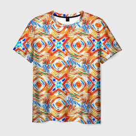 Мужская футболка 3D с принтом Летний абстрактный узор  в Санкт-Петербурге, 100% полиэфир | прямой крой, круглый вырез горловины, длина до линии бедер | абстрактный | детский | желтый | красочный узор | креативный | летний | пляжный | солнечный
