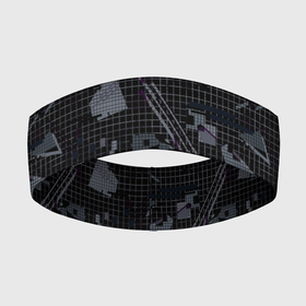 Повязка на голову 3D с принтом Темный серый узор мемфис в Петрозаводске,  |  | абстрактный | геометрический | детский | клетка | клетчатый узор | линии | мемфис | популярный | современный | темно черный | школьный