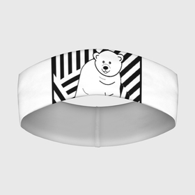 Повязка на голову 3D с принтом Белый медведь . в Екатеринбурге,  |  | белый медведь | детский | зима | медведь | новый год | полосатый узор | полосы | синий полосы | черные полосы