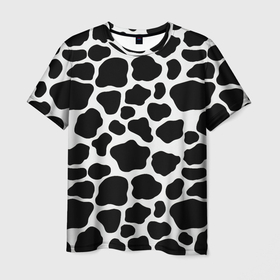Мужская футболка 3D с принтом Пятна Далматинца  в Екатеринбурге, 100% полиэфир | прямой крой, круглый вырез горловины, длина до линии бедер | 101 далматинец | dalmations | далматин | мраморный окрас | черно белые пятна | черное на белом