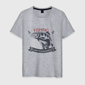 Мужская футболка хлопок с принтом Лагерный турнир в Екатеринбурге, 100% хлопок | прямой крой, круглый вырез горловины, длина до линии бедер, слегка спущенное плечо. | fish | fishing | мужику | мужчине | на рыбалке | на рыбалку | рыба | рыбак | рыбакам | рыбаку | рыбалка | удочка