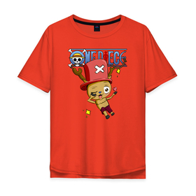 Мужская футболка хлопок Oversize с принтом Тони Тони Чоппер One Piece в Новосибирске, 100% хлопок | свободный крой, круглый ворот, “спинка” длиннее передней части | one piece | tony tony chopper | аниме | большой куш | ван пис | великий флот | вон пис | врач | любитель сладкой ваты | манга | ниндзя пирато минко самурайский альянс | пират | пираты соломенной шляпы