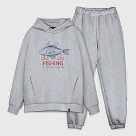 Мужской костюм хлопок OVERSIZE с принтом Лучший рыболовный клуб в Тюмени,  |  | fish | fishing | мужику | мужчине | на рыбалке | на рыбалку | рыба | рыбак | рыбакам | рыбаку | рыбалка | удочка