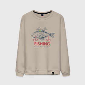 Мужской свитшот хлопок с принтом Лучший рыболовный клуб в Санкт-Петербурге, 100% хлопок |  | fish | fishing | мужику | мужчине | на рыбалке | на рыбалку | рыба | рыбак | рыбакам | рыбаку | рыбалка | удочка