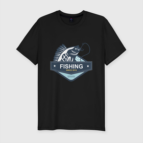 Мужская футболка хлопок Slim с принтом Рыболову в Кировске, 92% хлопок, 8% лайкра | приталенный силуэт, круглый вырез ворота, длина до линии бедра, короткий рукав | fish | fishing | мужику | мужчине | на рыбалке | на рыбалку | рыба | рыбак | рыбакам | рыбаку | рыбалка | удочка