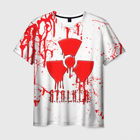 Мужская футболка 3D с принтом S.T.A.L.K.E.R. БРЫЗГИ КРОВИ в Санкт-Петербурге, 100% полиэфир | прямой крой, круглый вырез горловины, длина до линии бедер | game | stalker | stalker 2 | брызги крови | зона | игра | кровь | радиация | сталкер | сталкер 2 | чернобыль