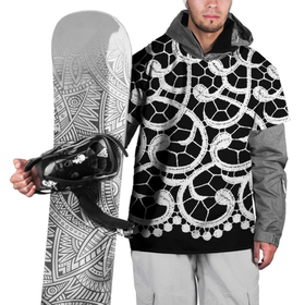 Накидка на куртку 3D с принтом Черно-белое кружево в Санкт-Петербурге, 100% полиэстер |  | ажурный | кружевной | кружево | крупное кружево | монохром | рисунок | тренды | чб | черно белый