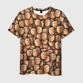 Мужская футболка 3D с принтом Фиг вам в Екатеринбурге, 100% полиэфир | прямой крой, круглый вырез горловины, длина до линии бедер | денег нет | держитесь | дуля | жест | кукиш | оберег | паттерн | рука | фига | фигушки