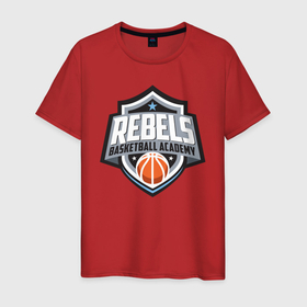 Мужская футболка хлопок с принтом REBELS в Белгороде, 100% хлопок | прямой крой, круглый вырез горловины, длина до линии бедер, слегка спущенное плечо. | баскетбол | баскетбольные принты | спорт | спортивные принты