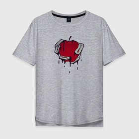 Мужская футболка хлопок Oversize с принтом apple and blades в Тюмени, 100% хлопок | свободный крой, круглый ворот, “спинка” длиннее передней части | apple | blade | blood | damiano david | дамиано давид | кровь | лезвие | манескин | яблоко