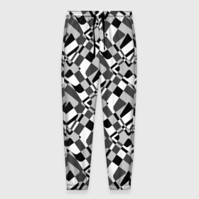Мужские брюки 3D с принтом Черно-белый абстрактный узор в Санкт-Петербурге, 100% полиэстер | манжеты по низу, эластичный пояс регулируется шнурком, по бокам два кармана без застежек, внутренняя часть кармана из мелкой сетки | абстрактный | геометрический | модный | молодежный | монохромный | простой | черный и белый