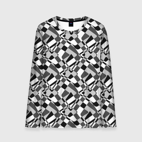 Мужской лонгслив 3D с принтом Черно-белый абстрактный узор в Санкт-Петербурге, 100% полиэстер | длинные рукава, круглый вырез горловины, полуприлегающий силуэт | абстрактный | геометрический | модный | молодежный | монохромный | простой | черный и белый