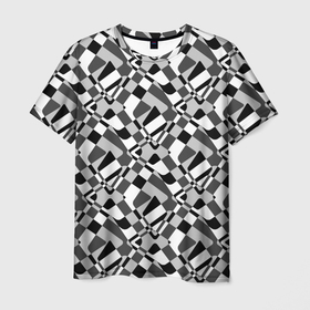 Мужская футболка 3D с принтом Черно-белый абстрактный узор , 100% полиэфир | прямой крой, круглый вырез горловины, длина до линии бедер | Тематика изображения на принте: абстрактный | геометрический | модный | молодежный | монохромный | простой | черный и белый