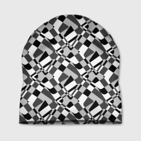 Шапка 3D с принтом Черно-белый абстрактный узор в Тюмени, 100% полиэстер | универсальный размер, печать по всей поверхности изделия | абстрактный | геометрический | модный | молодежный | монохромный | простой | черный и белый