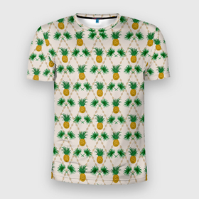 Мужская футболка 3D спортивная с принтом Узор ретро Ананасы  , 100% полиэстер с улучшенными характеристиками | приталенный силуэт, круглая горловина, широкие плечи, сужается к линии бедра | абстрактный | ананасы | винтажный | детский | кухня | модный | ретро | тропические фрукты | тропический | экзотический