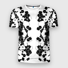 Мужская футболка 3D спортивная с принтом пятиугольники абстракция в Екатеринбурге, 100% полиэстер с улучшенными характеристиками | приталенный силуэт, круглая горловина, широкие плечи, сужается к линии бедра | абстракция | геометрия | пятиугольники | симметрия | чёрно белое