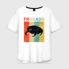 Мужская футболка хлопок Oversize с принтом Дождевая жаба Frog + Avocado в Петрозаводске, 100% хлопок | свободный крой, круглый ворот, “спинка” длиннее передней части | avocado | breviceps fuscus | english | frog | авокадо | амфибия | африка | африканская дождевая лягушка | винтаж | винтажный дизайн | дождевая жаба | жаба | иллюстрация | иностранный | лягушка | надпись | по английски
