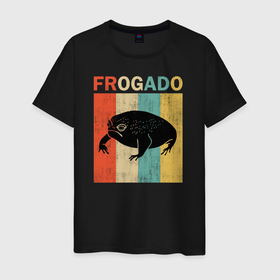 Мужская футболка хлопок с принтом Дождевая жаба Frog + Avocado в Кировске, 100% хлопок | прямой крой, круглый вырез горловины, длина до линии бедер, слегка спущенное плечо. | avocado | breviceps fuscus | english | frog | авокадо | амфибия | африка | африканская дождевая лягушка | винтаж | винтажный дизайн | дождевая жаба | жаба | иллюстрация | иностранный | лягушка | надпись | по английски