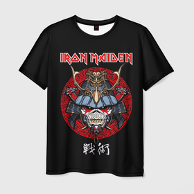 Мужская футболка 3D с принтом Iron Maiden, Senjutsu в Кировске, 100% полиэфир | прямой крой, круглый вырез горловины, длина до линии бедер | Тематика изображения на принте: iron maiden | senjutsu | айрон мейден | группы | музыка | рок | самурпй | хеви метал | череп