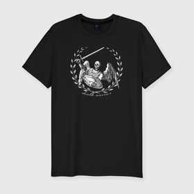 Мужская футболка хлопок Slim с принтом Войн Смерти в Белгороде, 92% хлопок, 8% лайкра | приталенный силуэт, круглый вырез ворота, длина до линии бедра, короткий рукав | death | skull | warrior | войн.рыцарь | череп.скелет