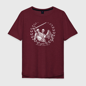 Мужская футболка хлопок Oversize с принтом Войн Смерти в Белгороде, 100% хлопок | свободный крой, круглый ворот, “спинка” длиннее передней части | death | skull | warrior | войн.рыцарь | череп.скелет
