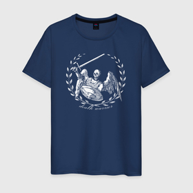 Мужская футболка хлопок с принтом Войн Смерти в Белгороде, 100% хлопок | прямой крой, круглый вырез горловины, длина до линии бедер, слегка спущенное плечо. | death | skull | warrior | войн.рыцарь | череп.скелет