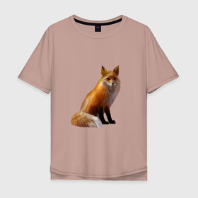 Мужская футболка хлопок Oversize с принтом лиса , 100% хлопок | свободный крой, круглый ворот, “спинка” длиннее передней части | животное | зверь | лисица | пушистая лисичка | хищник