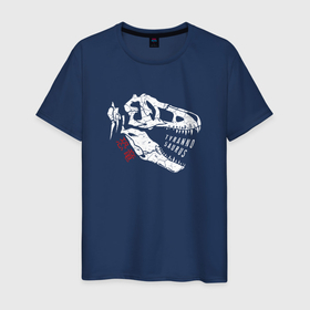 Мужская футболка хлопок с принтом Тиранозавр Рекс в Курске, 100% хлопок | прямой крой, круглый вырез горловины, длина до линии бедер, слегка спущенное плечо. | дино | динозавр | животные | зверь | иероглифы | скелет | тиранозавр рекс | хищник | череп