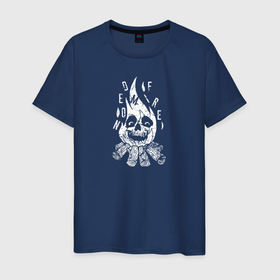 Мужская футболка хлопок с принтом Demon fire в Тюмени, 100% хлопок | прямой крой, круглый вырез горловины, длина до линии бедер, слегка спущенное плечо. | demon | fire | monster | демон огня | костер | монстр | огонь | пламя | страшный | хоррор | череп