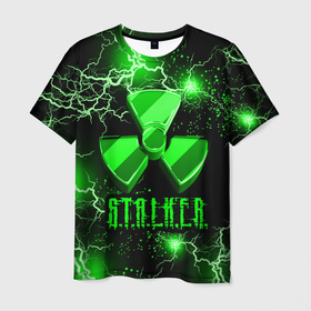 Мужская футболка 3D с принтом S.T.A.L.K.E.R.  NEON МОЛНИЯ в Санкт-Петербурге, 100% полиэфир | прямой крой, круглый вырез горловины, длина до линии бедер | game | stalker | stalker 2 | зона | игра | неон | радиация | сталкер | сталкер 2 | чернобыль