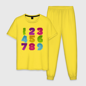 Мужская пижама хлопок с принтом цифры в Курске, 100% хлопок | брюки и футболка прямого кроя, без карманов, на брюках мягкая резинка на поясе и по низу штанин
 | биржа | дети | математика | таблица | ученик | учитель | цена | цифры | число | школа